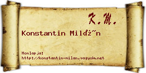 Konstantin Milán névjegykártya